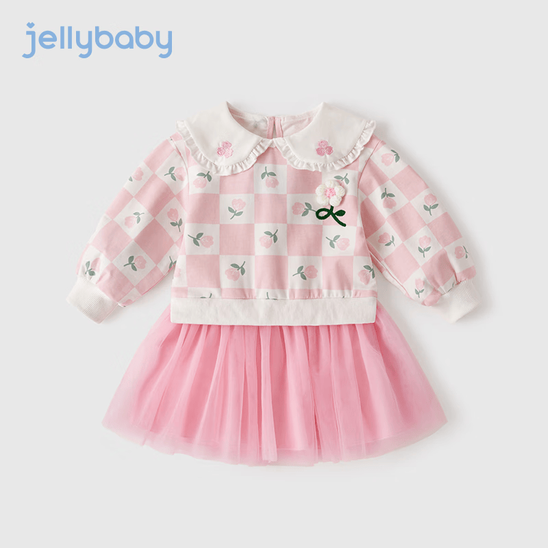 JELLYBABY【甜美翻领裙子】女童裙子洋气纱裙秋季连衣裙 粉色 120cm属于什么档次？