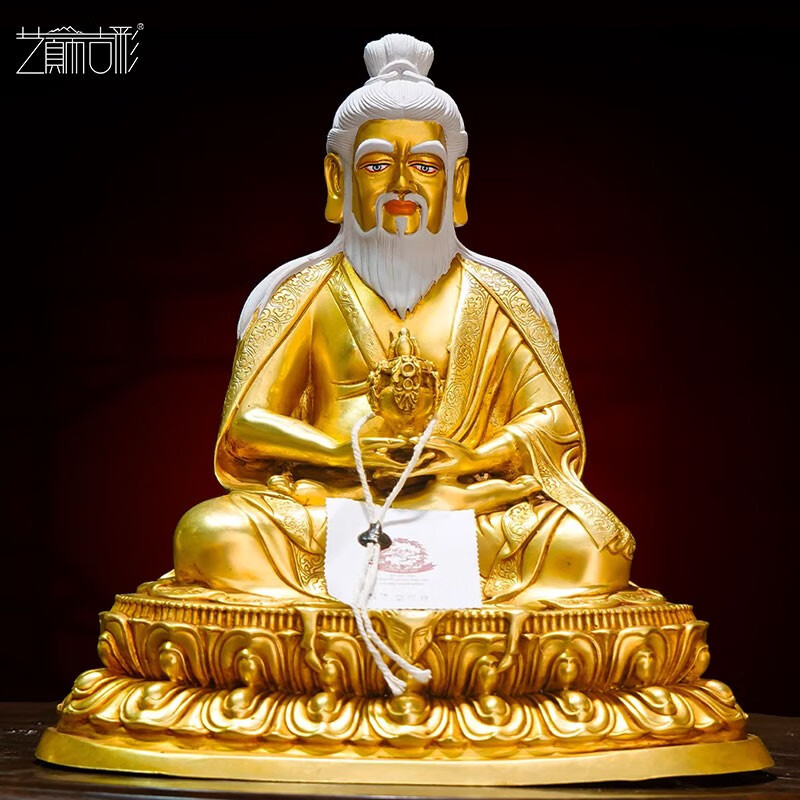 艺巅吉彩全铜鎏金《唐东杰布》铜像摆件藏传铜雕像居家玄关酒柜装饰
