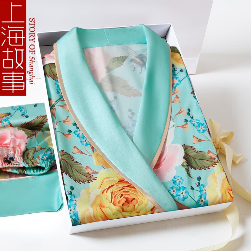 上海故事母亲节礼物妈妈睡衣女冰丝夏季中年印花女士家居服送长辈婆婆