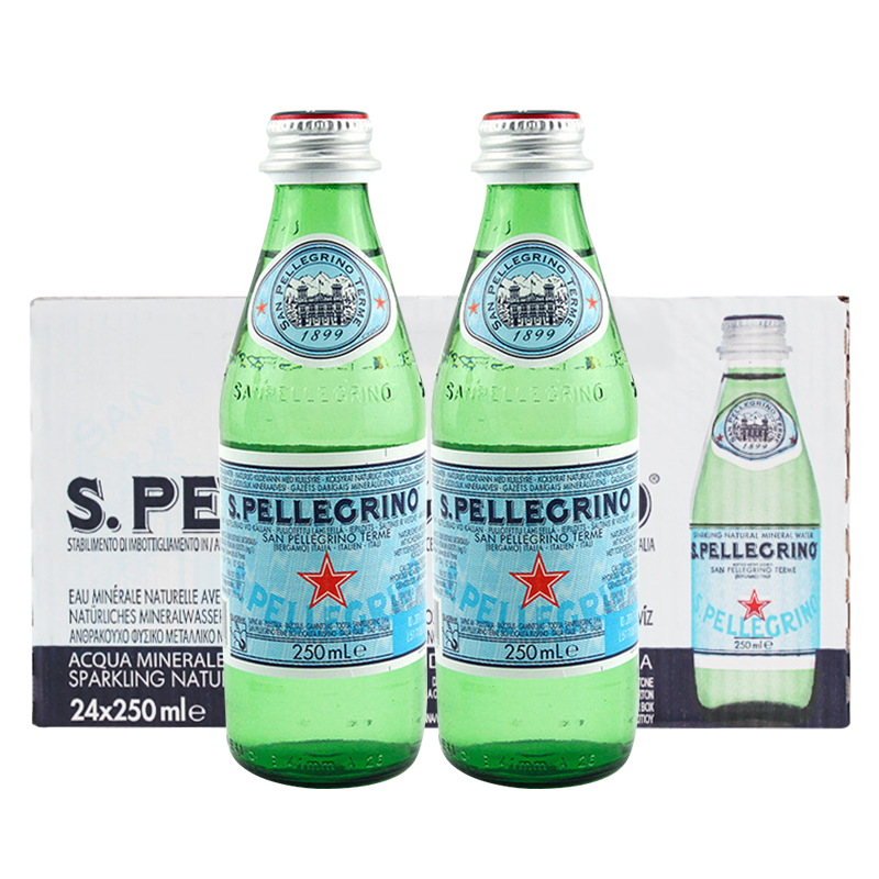 圣培露（S.Pellegrino） 圣培露礦泉水進(jìn)口氣泡水意大利進(jìn)口含汽水 飲用水 圣培露250ml*24瓶玻璃瓶