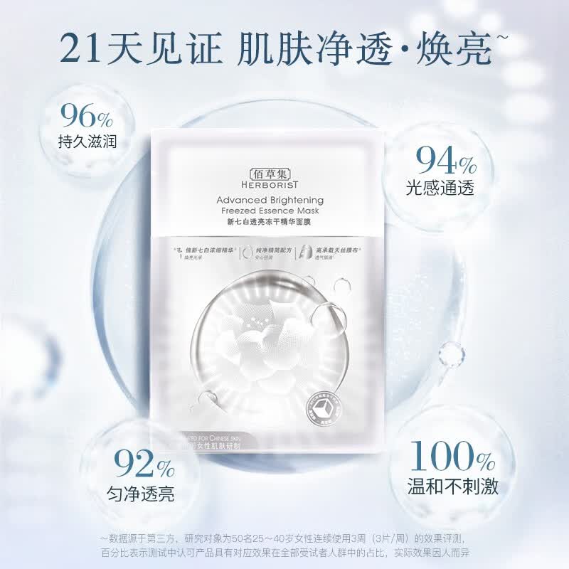 佰草集佰草集【新七白】透亮冻干精华面膜5片装（补水提亮肤色女 ）怎么样,好用不?