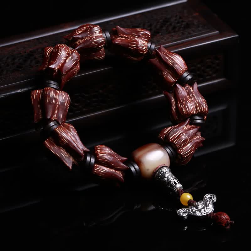 尊柜 滴血莲花菩提子手串男女 磨盘莲花座菩提原籽文玩佛珠饰品礼物 8