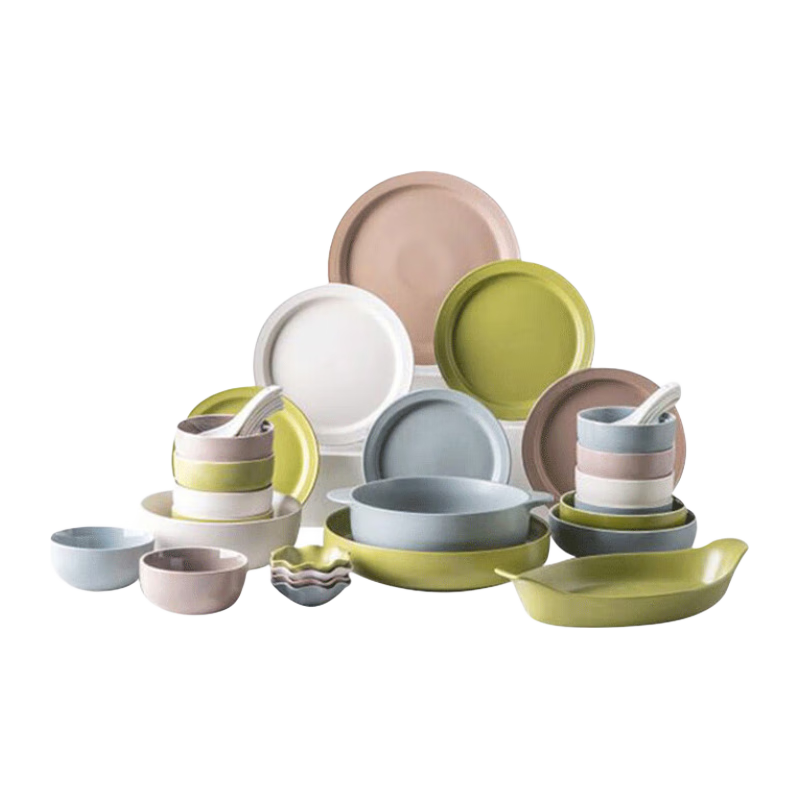 亿嘉（IJARL） 陶瓷碗餐具碗碟套装北欧盘子勺碗筷乔迁送礼礼盒装 曼哈顿46件套