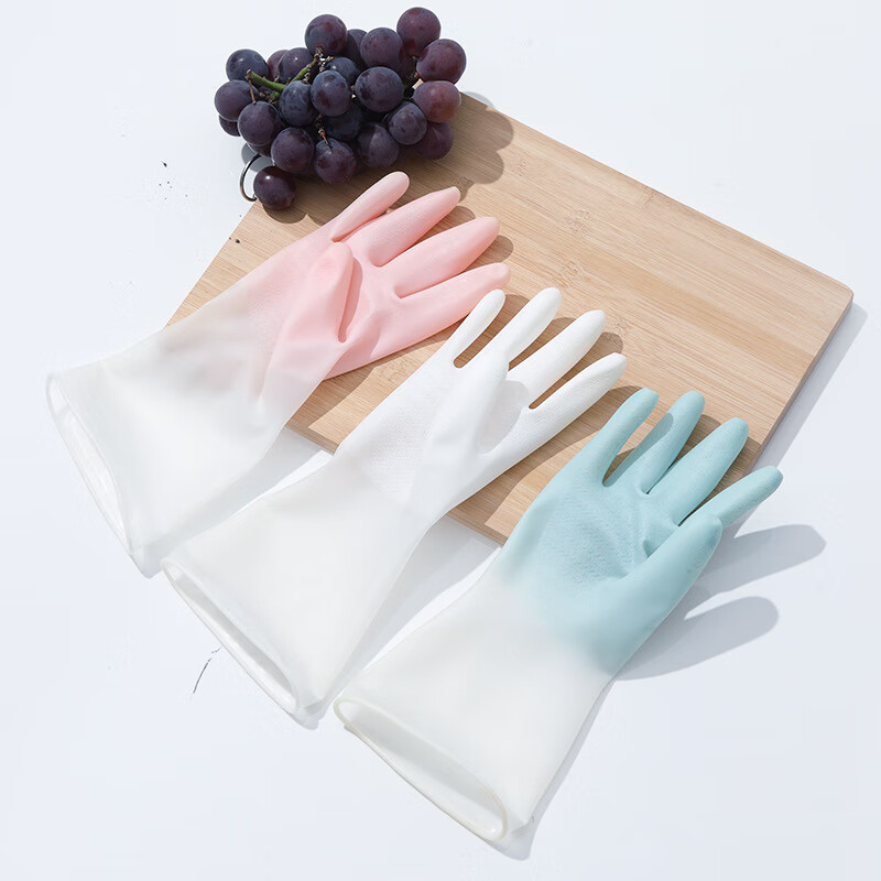 绿盒子 仙女洗碗手套 防滑耐用家务手套 厨房刷碗家务手套洗衣服清洁手套 颜色随机（均码-3双装）