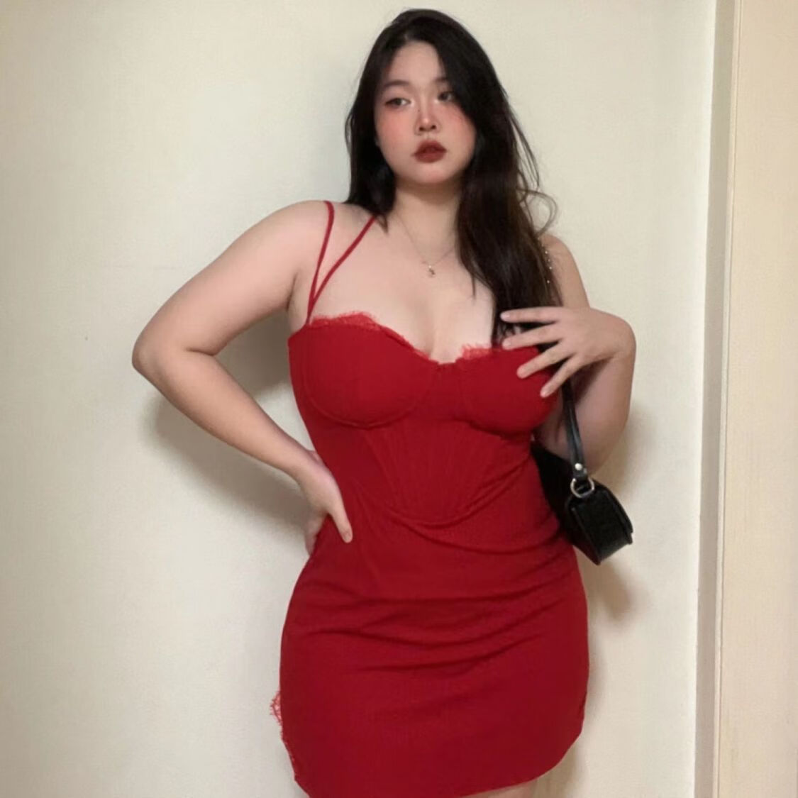 页超大码性感裙子连衣裙特200斤欧美辣妹微胖吊带女新款蕾丝鱼骨 微辣