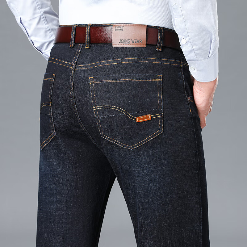 九牧王(joxod)2023秋季宽松直筒牛仔裤男士商务上班休闲长裤秋冬款