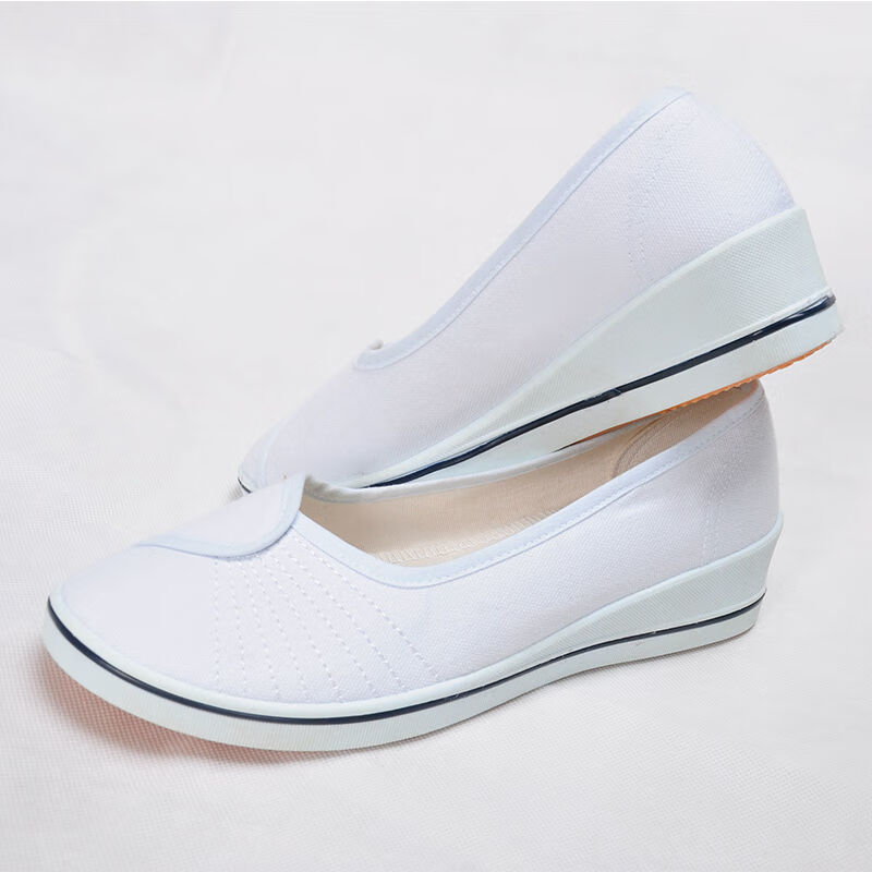 姿表(zibiao)护士鞋女春秋白色坡跟护士鞋美容师工作鞋医院增高 坡跟