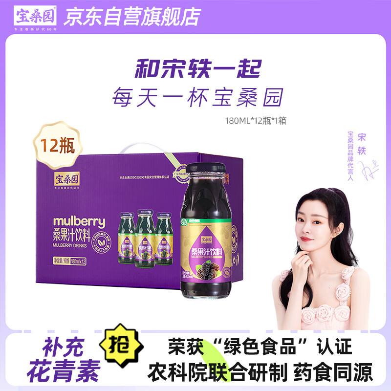 宝桑园桑果汁饮料180ml*12瓶 桑葚汁富含花青素 营养健康果蔬汁补维生素