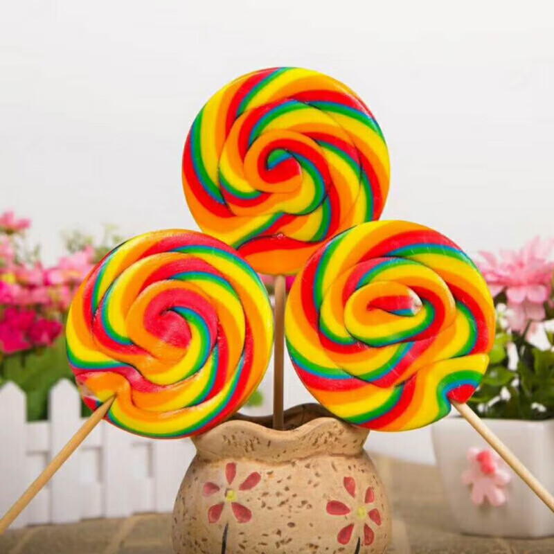 17克散装五彩棒棒糖彩虹水果糖零食批发休闲食品儿童零食 1*100支