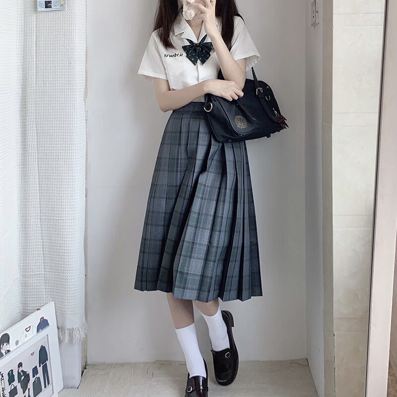 米蔓櫻秋田立中jk長裙女半身裙夏季薄款jk裙格子校供感格裙新款學(xué)院風 【秋田立中】裙長55 S