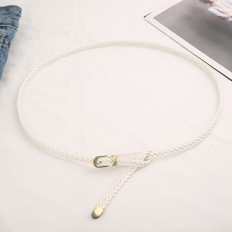 酷奇袋鼠感气质碎花裙长裙细腰带配饰编织女款腰装饰时尚百搭皮带