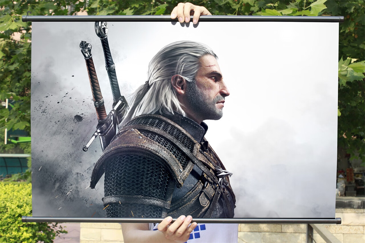 妙普乐巫师3狂猎周边海报布质挂画 白狼杰洛特希里收藏游戏海报金属