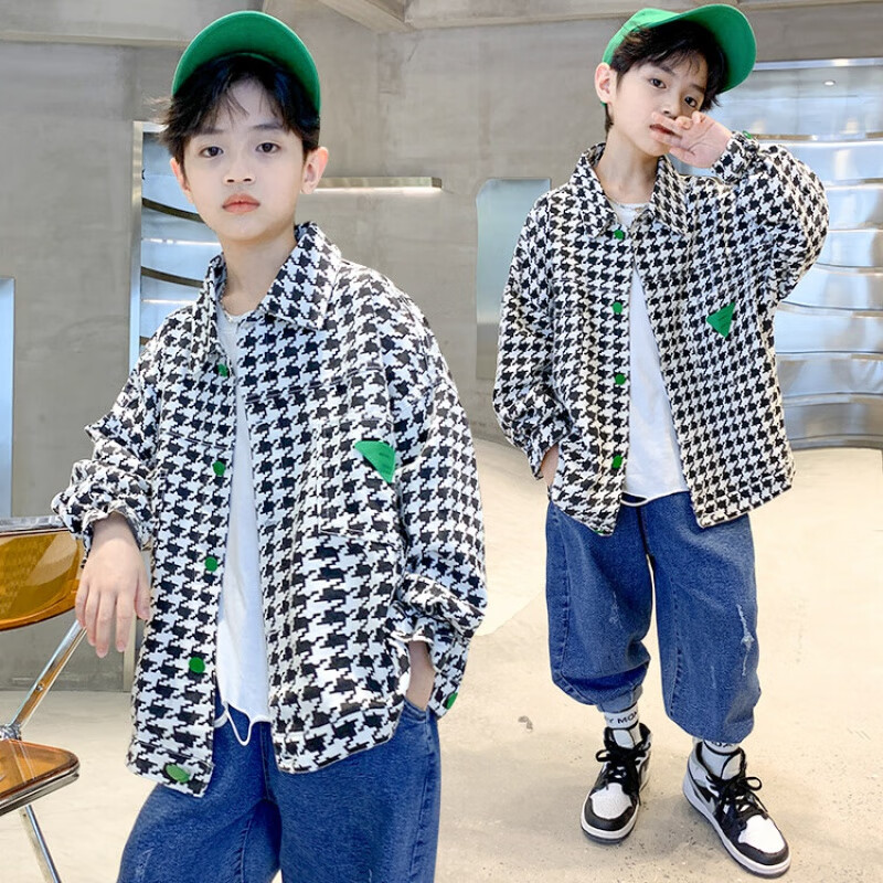 卡兔蓝猫2022春秋新款男童装秋季薄款外套儿童8春秋装格子10夹克中大
