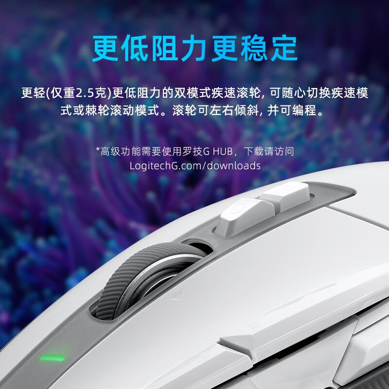 罗技（G） G502 X 有线无线游戏鼠标 全新光学机械混合微动 轻盈设计 HERO引擎 电竞鼠标 G502X 无线鼠标（白）