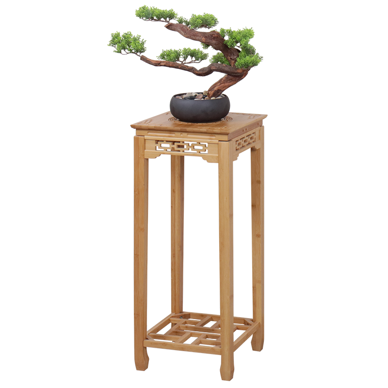 竹城鼎信 新中式花架置物架实木客厅摆件装饰架仿古花几复古花台室内花盆架落地式盆景架单个绿萝盆栽架竹质 镂空花架大号