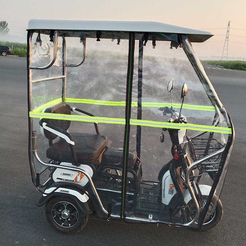 电动三轮车车棚雨棚车篷折叠不锈钢小巴士电瓶车遮雨蓬透明玻璃k 130*