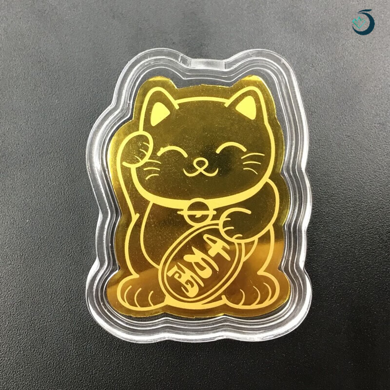 猫金箔片手机壳内饰品十二生肖兔黄金片手机清圹 亮面猫手机贴