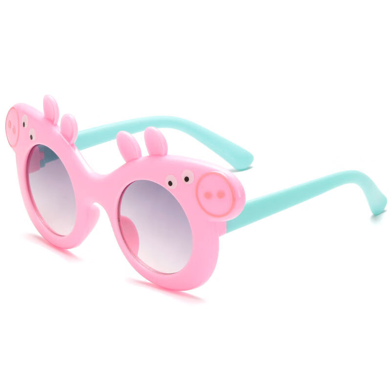 儿童太阳镜男女童宝宝墨镜卡通眼镜夏日遮阳防紫外线小孩可爱眼镜 粉框双灰片 单个眼镜