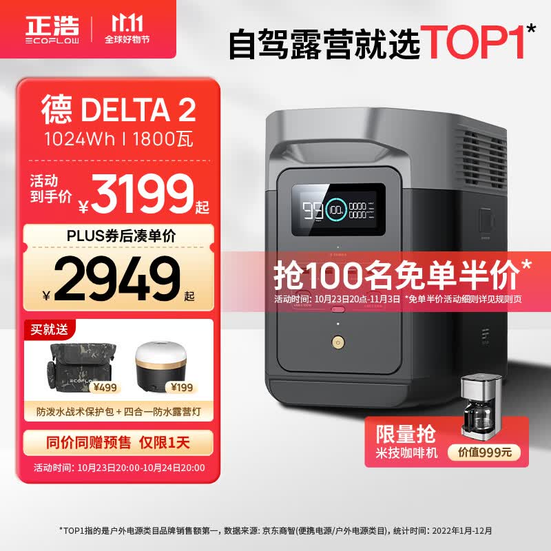 正浩EcoFlow 【1800W轻松带动】快充移动户外电源220V 大容量大功率1度电 车载自驾露营野营便携停电应急储能使用感如何?