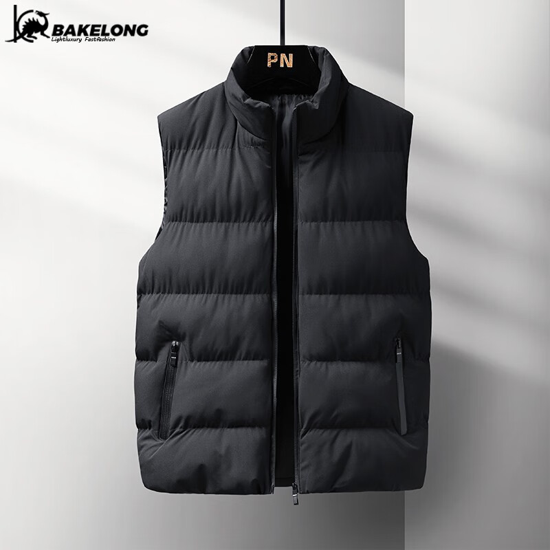 巴克龙（bakeLong）棉马甲男士棉服外套男装马甲加厚保暖棉衣背心坎肩外穿春秋衣服 黑色 XL高性价比高么？