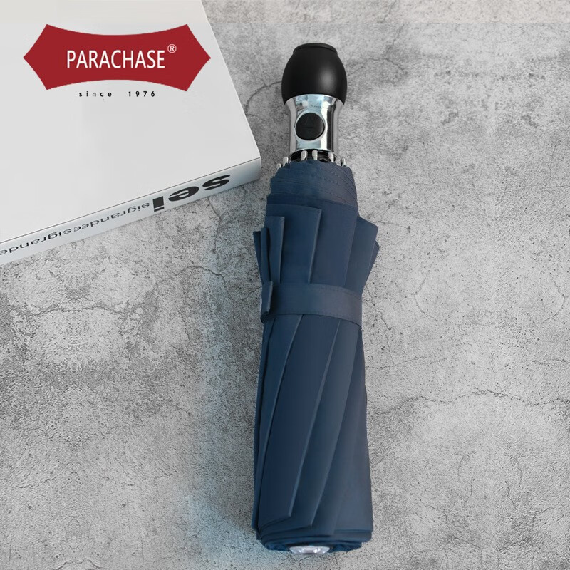 parachase男士高端雨伞加大全自动商务伞加固伞骨抗风暴皮质手柄折叠