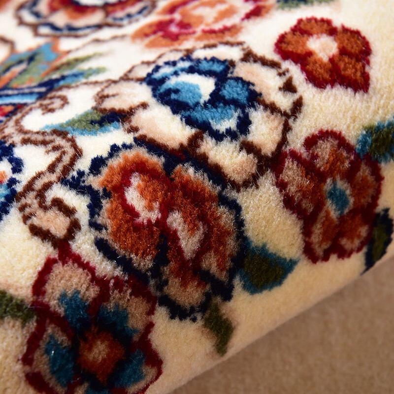 致尚美学 新西兰纯羊毛地毯  波斯民族风卧室床边毯 入户玄关飘窗垫家用 花瓶白-55*160cm