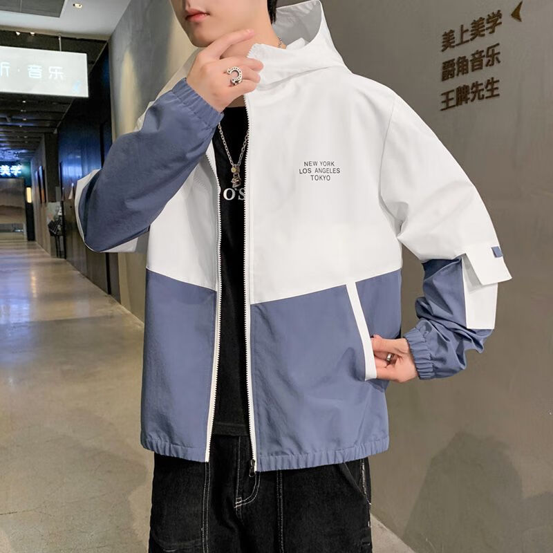 vfkz矮个子男装外套春季连帽夹克男士春秋款时尚文艺风韩系流行个性拉