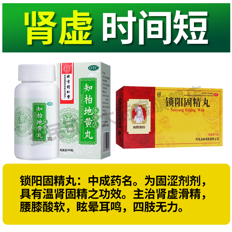 北京同仁堂 知柏地黄丸水蜜丸 360粒/瓶 补肾治遗精盗汗腰膝酸软 滋阴补肾遗精肾虚调理中药肾阴虚 1瓶搭*1锁阳*固精丸