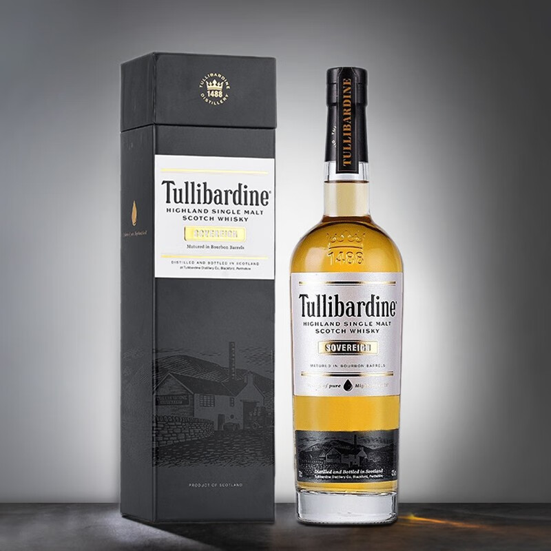 图里巴丁（Tullibardine）Tullibardine 苏格兰进口洋酒 高地产区43度单一麦芽威士忌700ml 萨威琳波本桶威士忌单支带盒