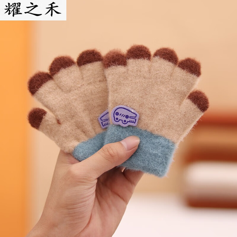 阡侗儿童手套五指分指宝宝秋冬款百搭潮男童女学生加厚1-3岁2保暖婴儿