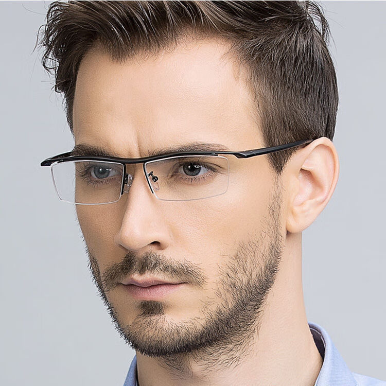 midnite star配近视眼镜男超轻纯钛眉线框半框变色眼镜近视平光 红色