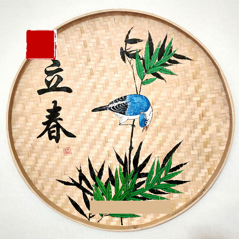 君吻    七宝阁二十四节气手绘簸箕画24节气装饰画农家乐装饰幼儿园墙