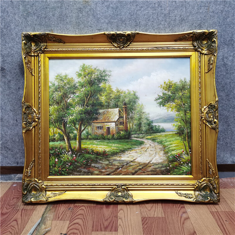 纯手绘欧式古典风景油画高端别墅会所装饰画挂画 已装裱欧式画框