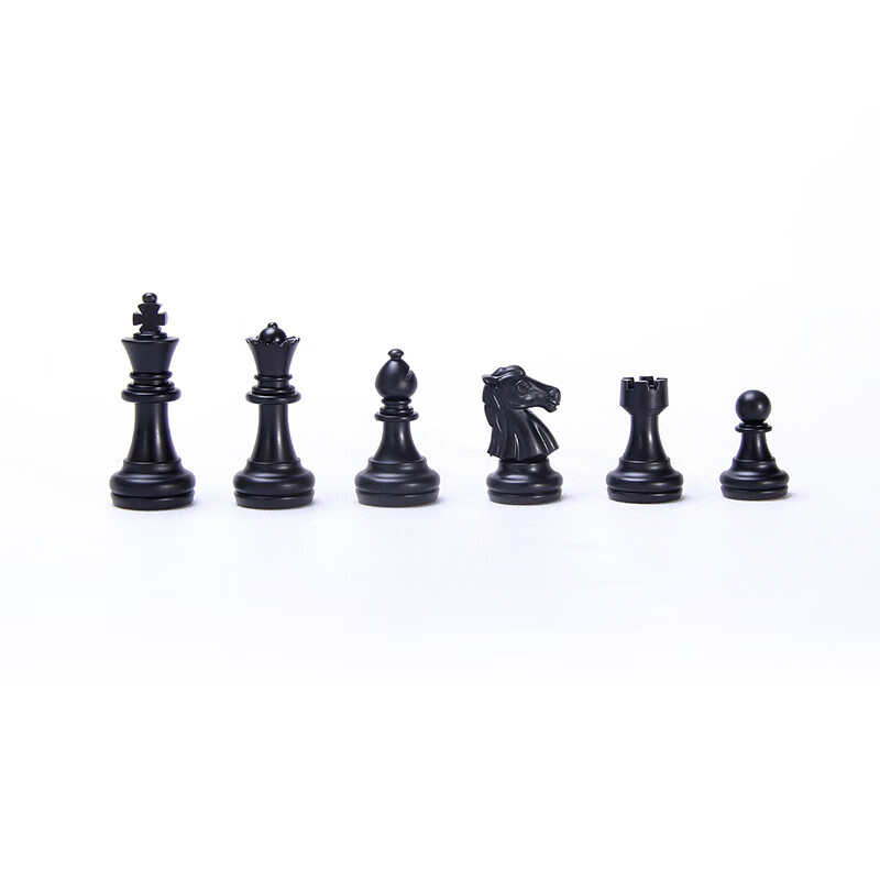 国际象棋磁性棋子 加配备用棋子 黑白金银仿木纹色棋子 中号黑白色