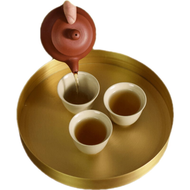 豐陶張生 黃銅壺承茶盤小型干泡臺茶道現(xiàn)代簡約圓形茶托盤茶具配件 黃銅圓型干泡盤
