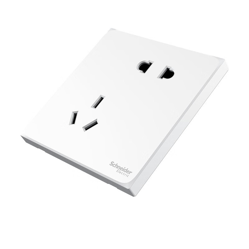 施耐德开关插座 皓呈系列奶油白色 五孔插座 二三插86型墙壁插座 错位五孔单只