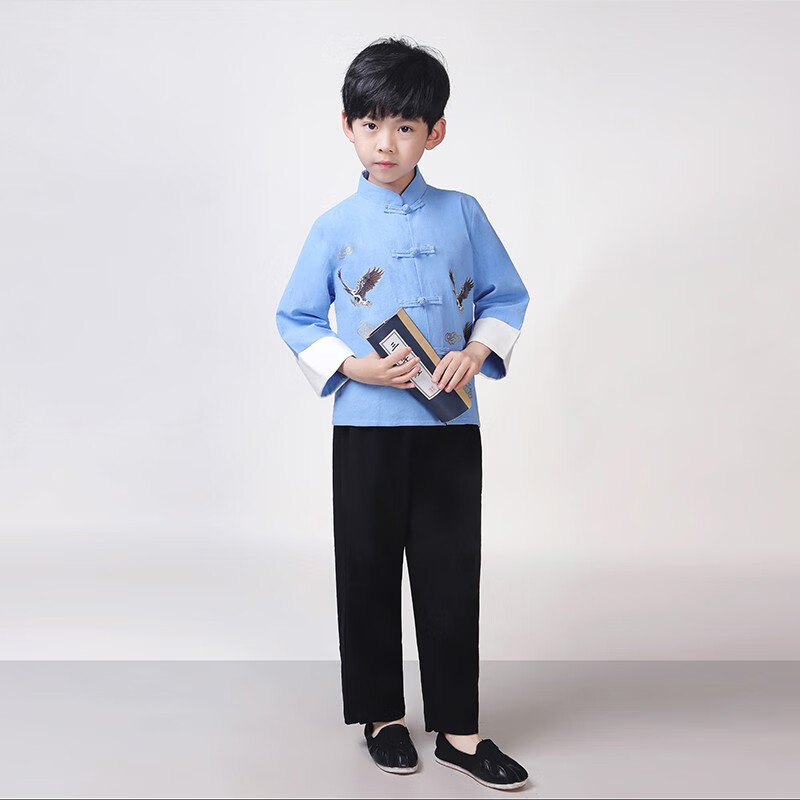 马樱红雨 儿童古装男童汉服民国风学生套装小男孩中国风唐装童装国学