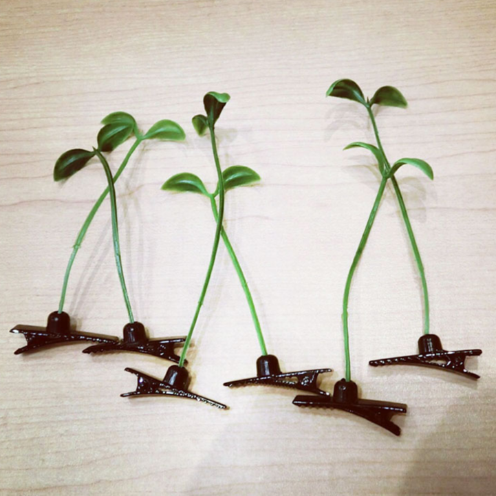头上长草发卡头上的装饰品可爱头顶小豆芽夹子卖萌神器搞怪发夹 绿豆