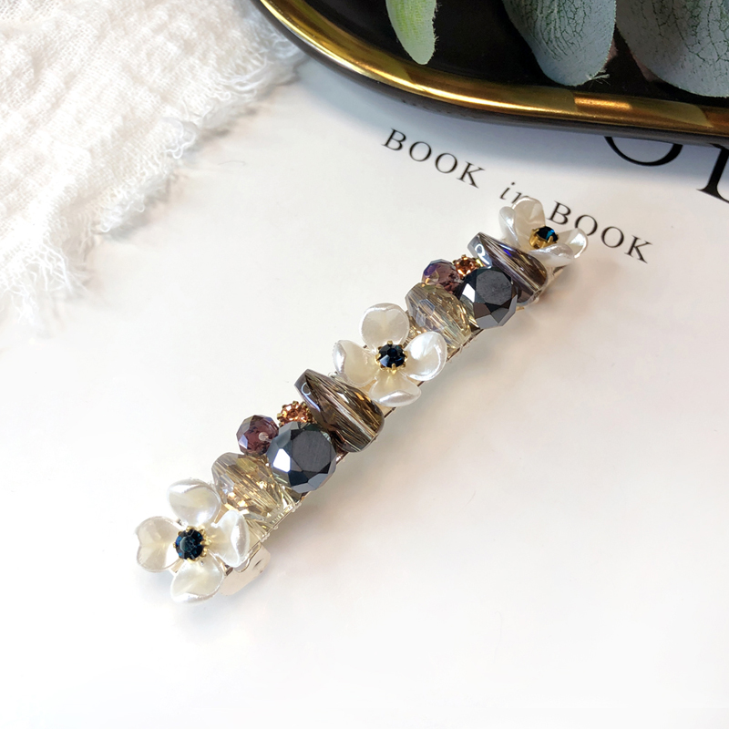 昂比熊韩式网红泫雅花朵弹簧夹脑后发卡少女头花饰品一字夹顶夹 深