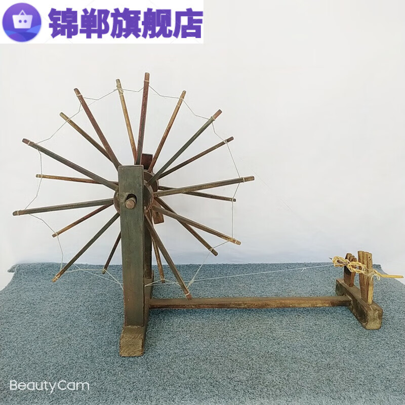 民俗老物件旧老农具手摇老纺车老式纺线车旧货杂项道具装饰摆件