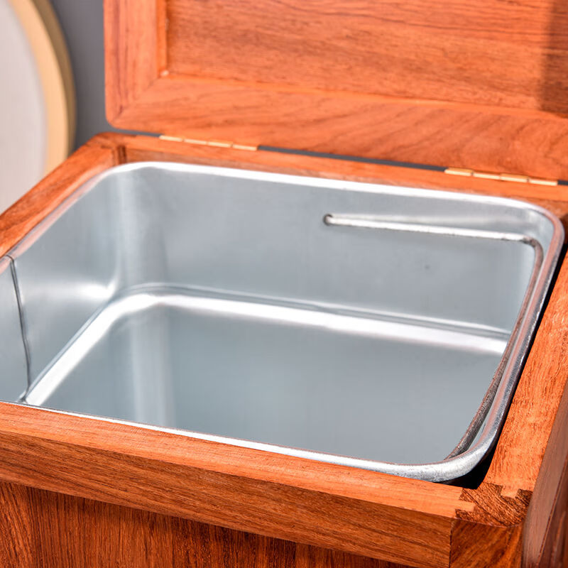 与山择林红木垃圾桶实木雕花中国风古典创意家居客厅大容量茶水桶 雕花垃圾桶