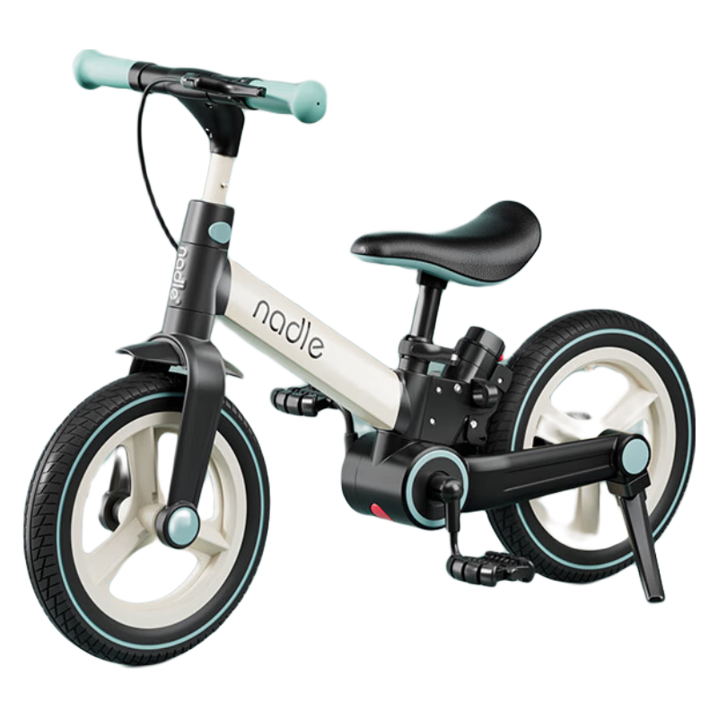 纳豆（nadle）儿童自行车3一6岁二合一平衡车3岁小孩可折叠宝宝单车带辅助轮男 橄榄绿推杆款（现货）