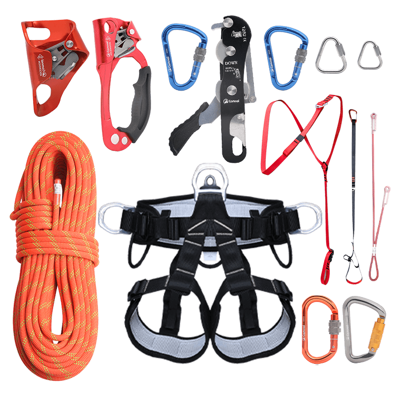 坎樂戶外登山攀巖裝備上升下降高空作業(yè)安全繩套裝速降速降繩索救援 10米套裝