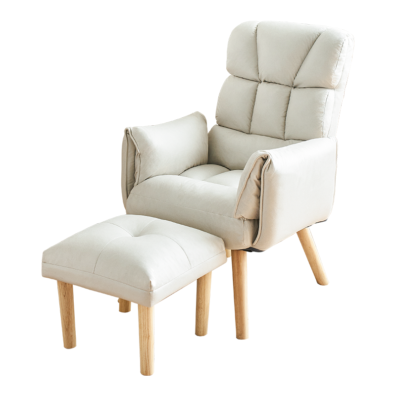 积木部落 电脑椅家用懒人休闲沙发椅书房学习椅人体工学椅久坐办公椅午休老板椅子 米白色(实木腿)【靠背多档可调节】