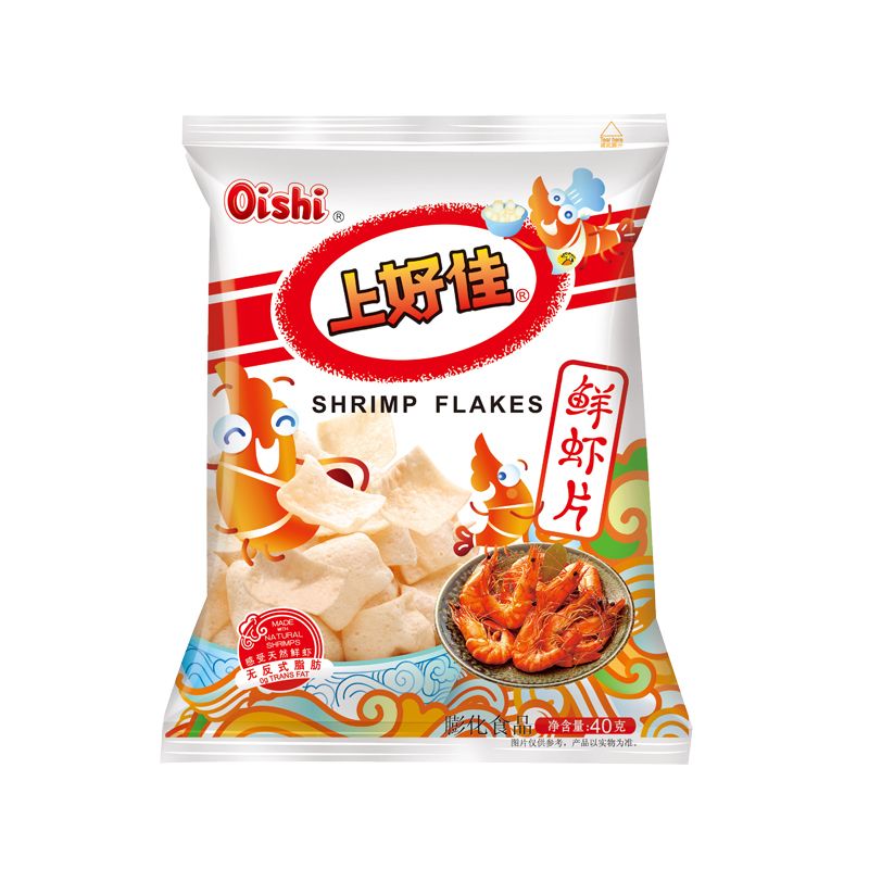 上好佳鲜虾片40g/袋香脆薯片经典膨化怀旧解馋休闲小吃货零食品 味鲜