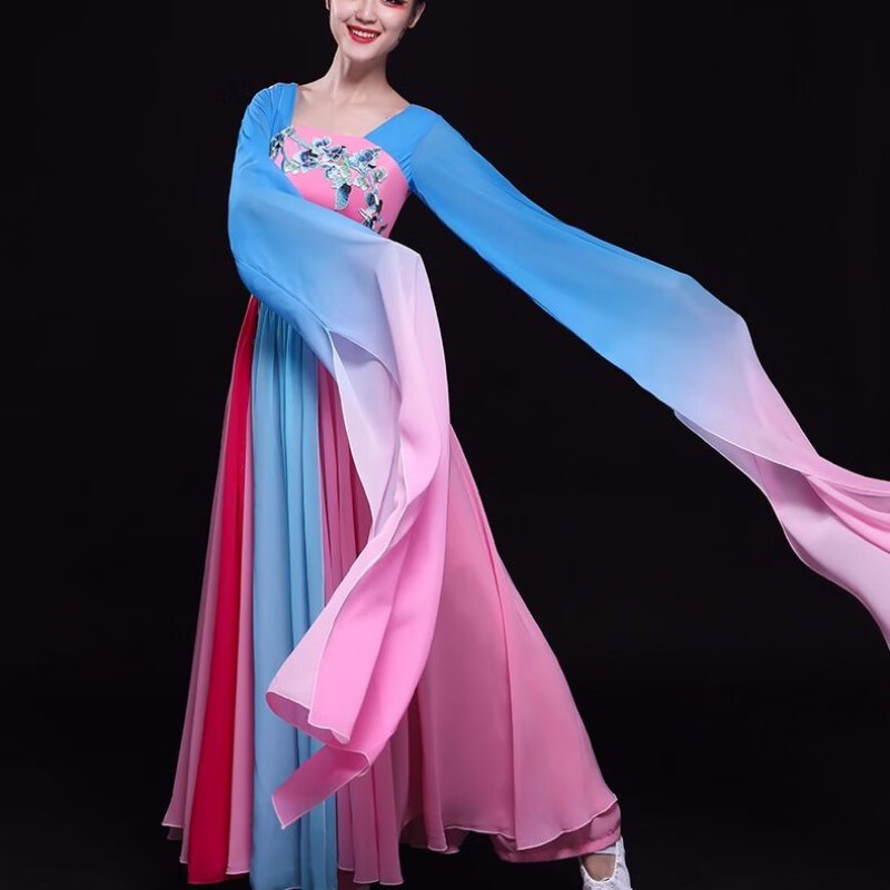 dicify新品水袖舞蹈服古风舞蹈服女水袖采薇舞古典甩袖长袖飘逸汉服