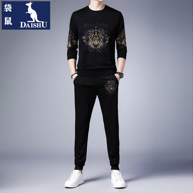 袋鼠(daishu) 运动套装男装卫衣卫裤休闲套装衣服运动服裤子男士品牌