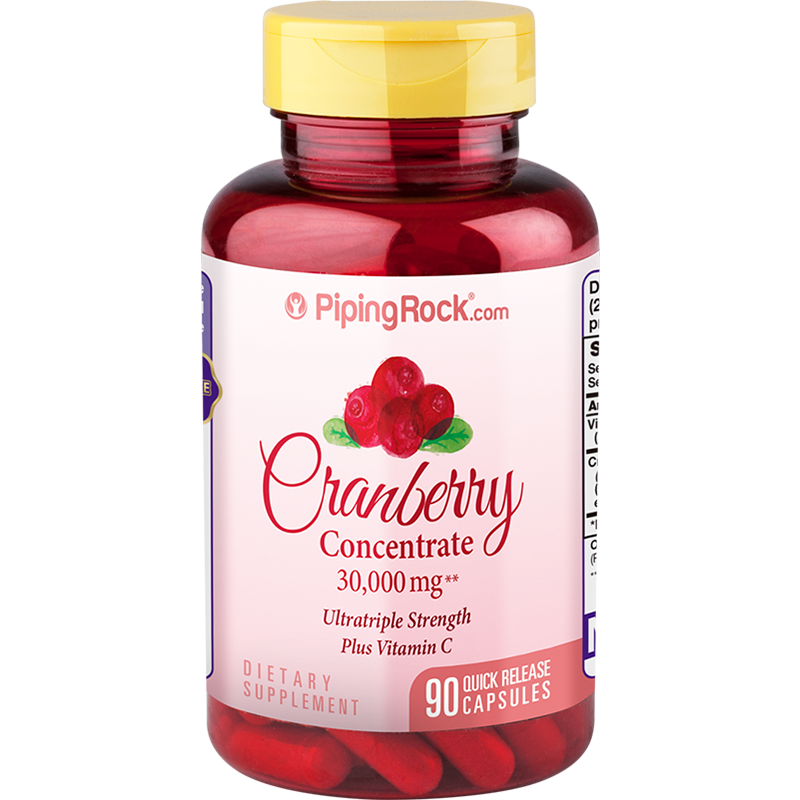 PipingRock蔓越莓高浓缩胶囊30000MG 90粒/瓶成人女性私处健康美国原装进口营养品