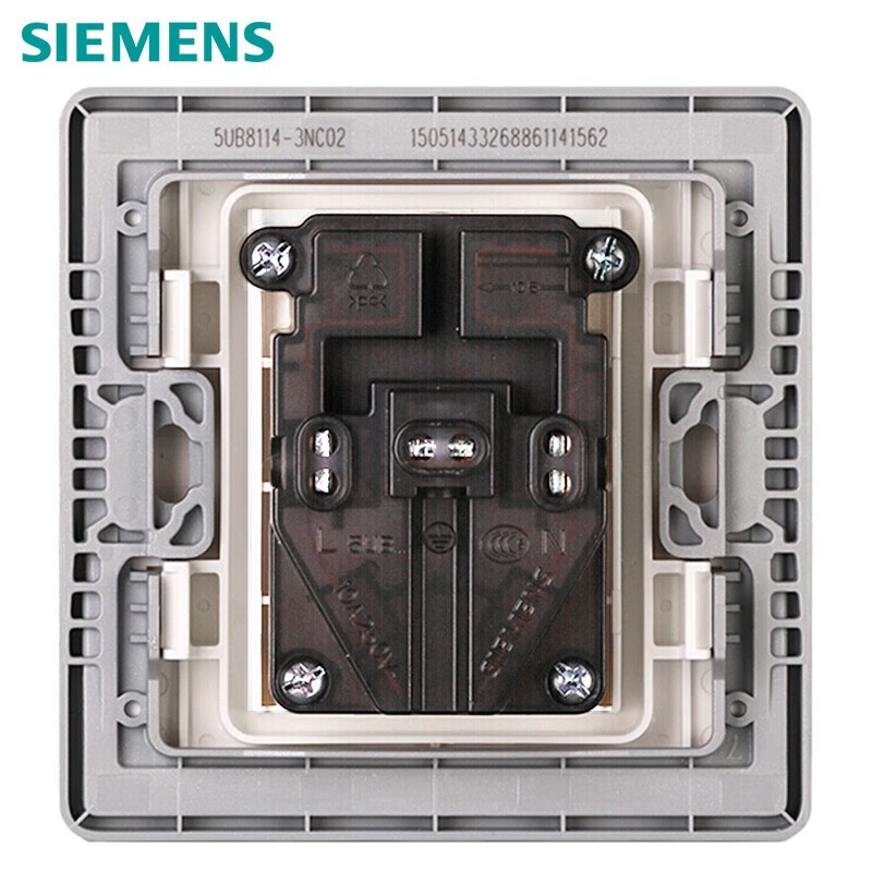 西门子(SIEMENS)开关插座 10A五孔电源插座面板10只装 睿致系列象牙白钛银86型暗装面板