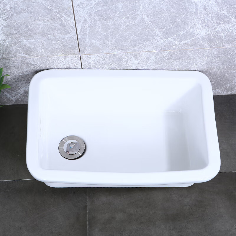 阳台洗衣盆单槽老式陶瓷洗菜盆水斗洗碗盆厨房水槽室外水池洗手盆 50*